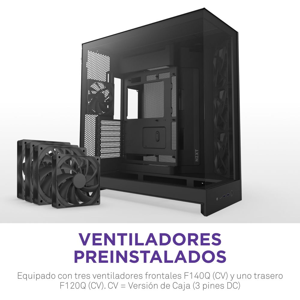CM-H92FB-01 - Caja Gaming NZXT H9 Flow Panel Lateral de Cristal Templado 2xUSB-A 3.0 1xUSB-C 3.1 ATX EATX mATX Mini-ITX Negra (CM-H92FB-01)