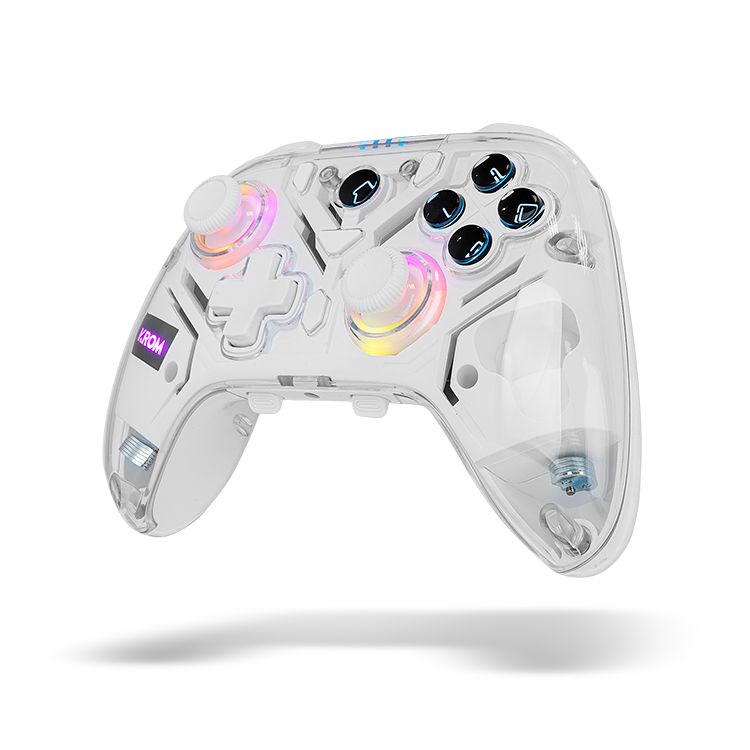 NXKROMKRYSTAL - GamePad KROM Krystal RGB Wireless Bluetooth5.0, Carcasa transparente, Compatible con PC, Switch, Switch2, IOS y ANDROID. (NXKROMKRYSTAL)