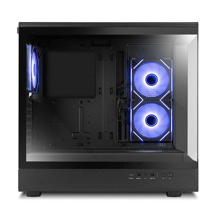 NXHUMMERSIGNALBK - Caja Nox Hummer Signal Frameless Panel Lateral de Cristal Templado ARGB 2xUSB-A 3.0 1xUSB-C 3.1 ATX mATX Negra (NXHUMMERSIGNALBK)