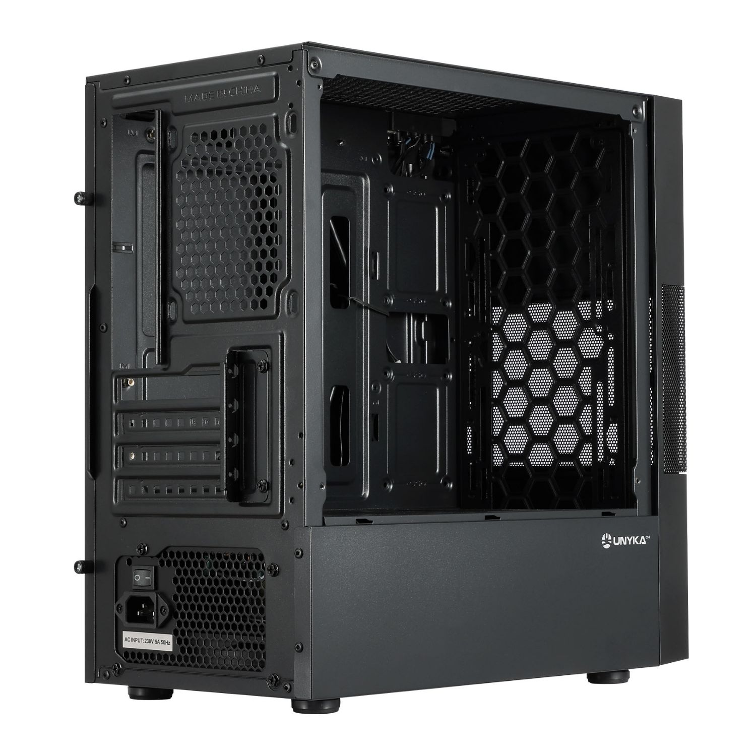 UK52125 - Caja PC UNYKA Aero C25 Panel Lateral de Cristal Templado 500W 1xUSB 2.0 2xUSB-A 3.0 ITX mATX Negra (UK52125)