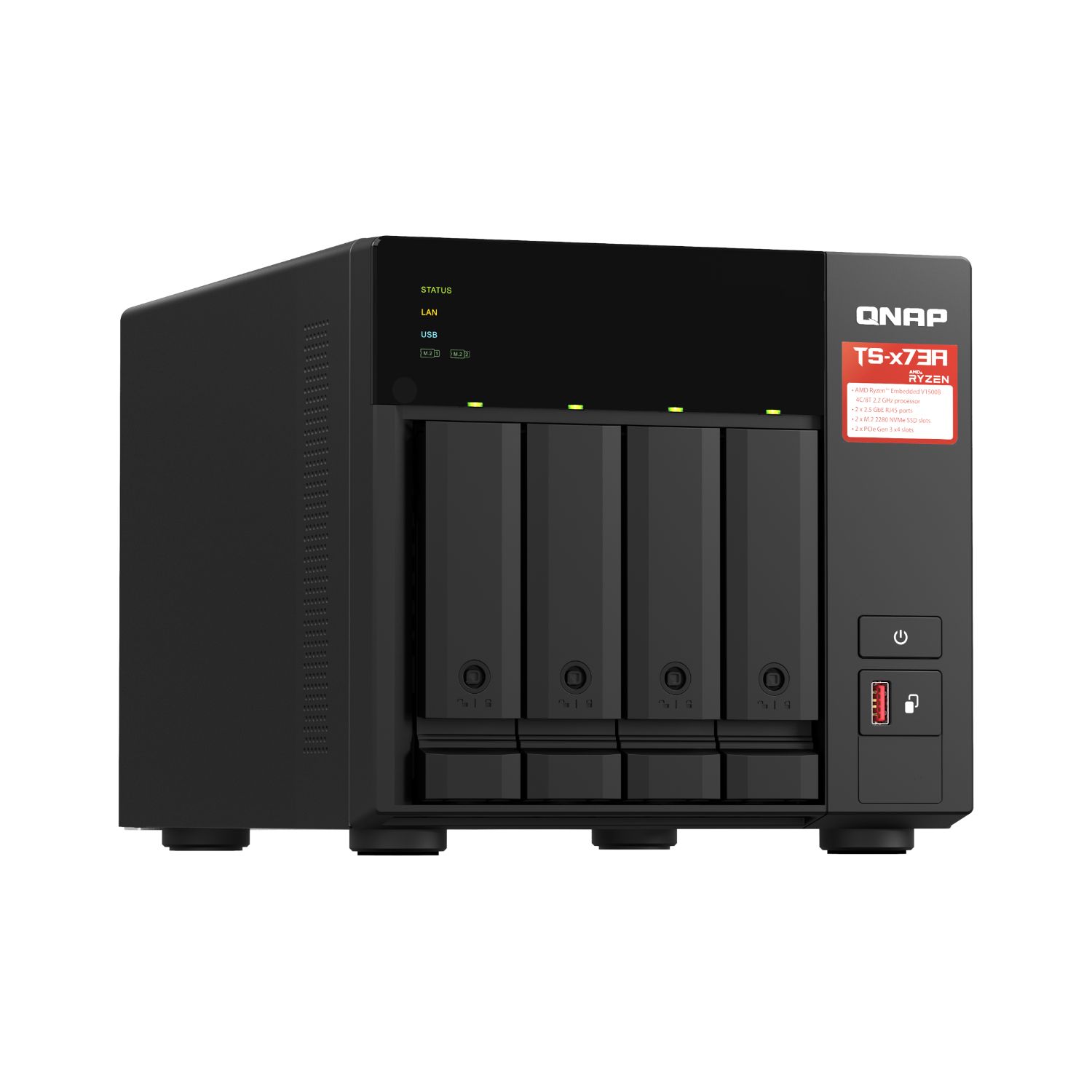 TS-473A-8G - Nas QNAP Ryzen V1500B 8Gb 2M.2 4Bahas 2x2.5Gbe (TS-473A-8G)