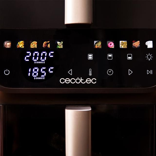 A01_EU01_109328 - Freidora Aire Cecotec Cecofry DuoLevel 10000 DuoSize Window, con cubetas superpuestas de 3.5L y 6.5L, 2000 W de potencia, control tctil, y 10 programas preconfigurados para una coccin rpida y saludable.. (A01_EU01_109328)