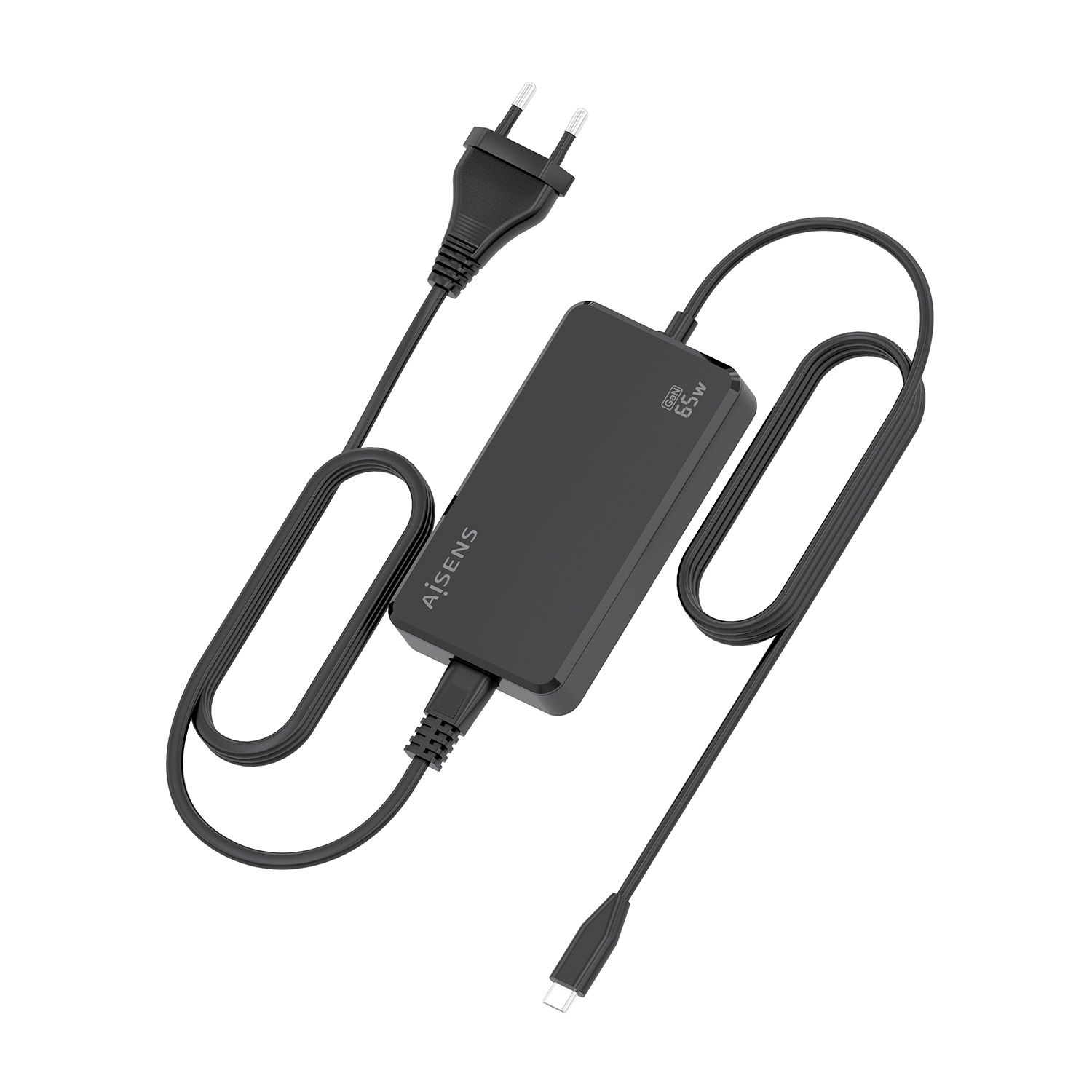 ASCH-1PD65D068-BK - Cargador Sobremesa Aisens GaN 65W PD3.0 1xUsb-C, cable DC 1.8m, Negro(ASCH-1PD65D068-BK)