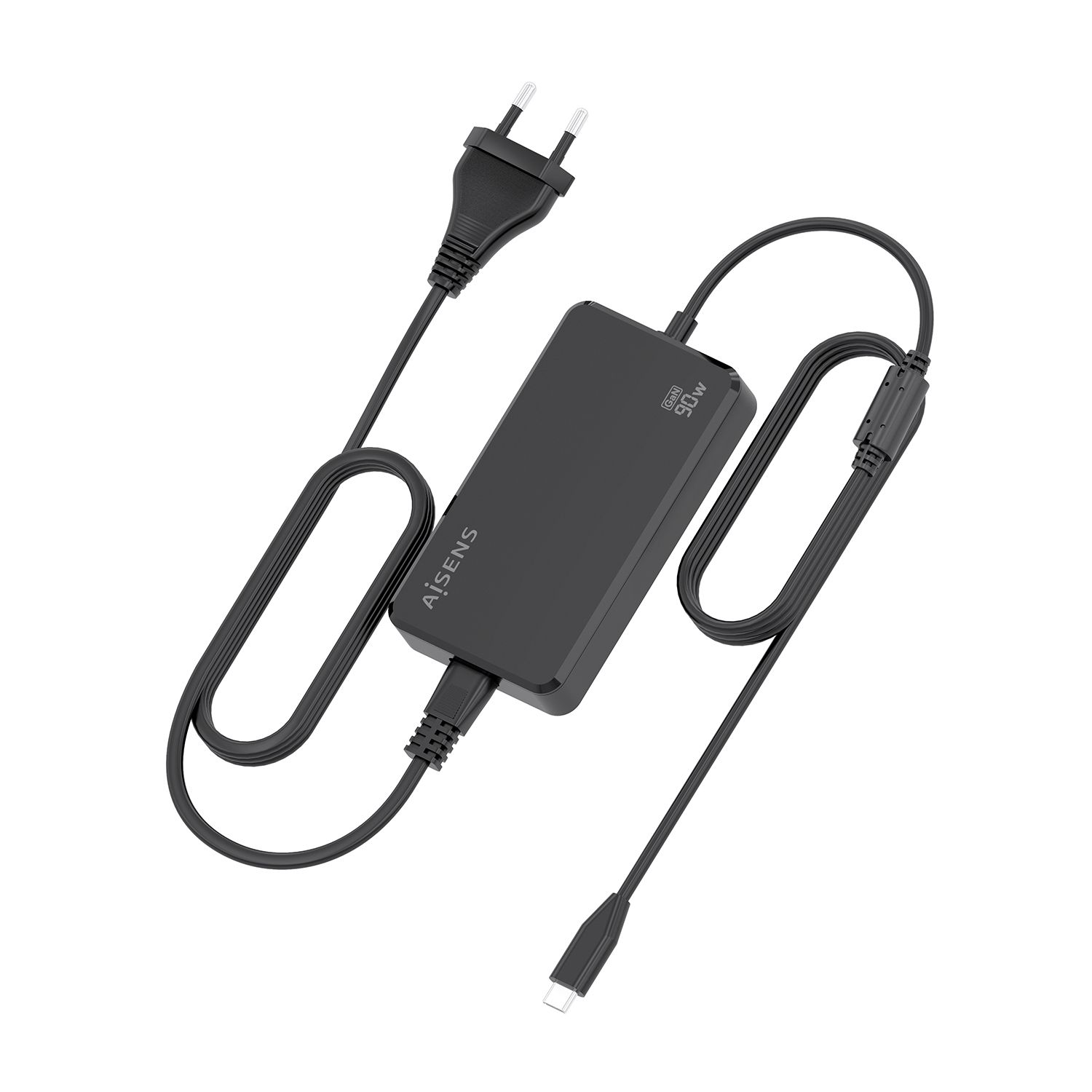 ASCH-1PD90D069-BK - Cargador Sobremesa Aisens GaN 90W PD3.0 1xUsb-C, cable DC 1.8m, Negro (ASCH-1PD90D069-BK)