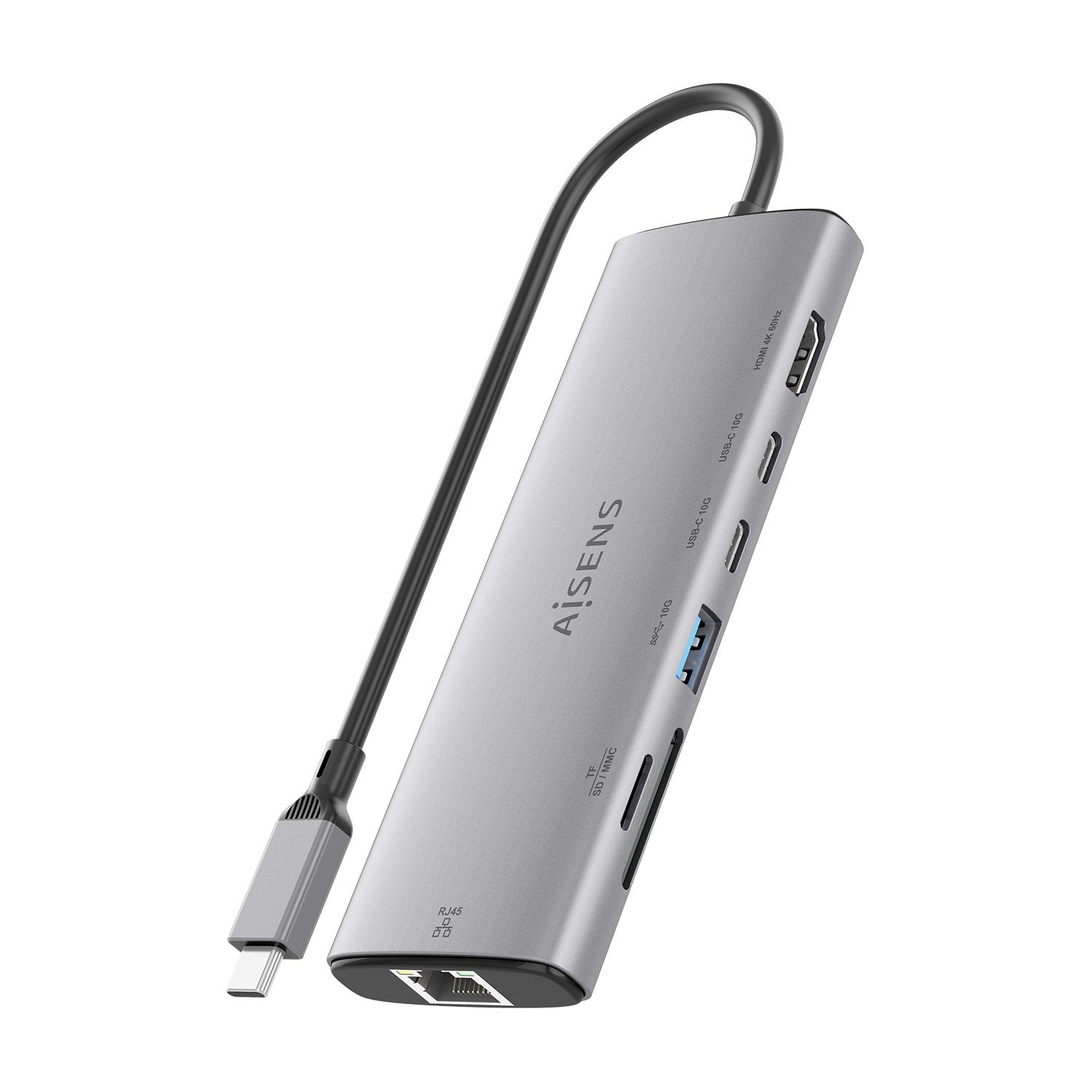 ASUC-7P032-GR - Docking Station Aisens 7en1 Usb-C a 1xHDMI, 1xRJ45, 1xUsb-A 10G, 2xUsb-C 10G, 1xSD, 1xMicro SD, Gris. (ASUC-7P032-GR)