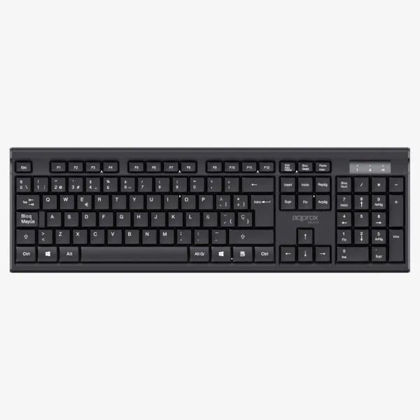 APPMX410 - Kit Teclado + Ratn APPROX Multimedia 105 Teclas Wireless 2.4GHz 1000dpi 3 Botones Negro (APPMX410)