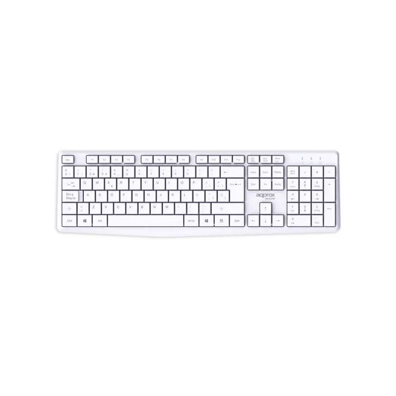 APPMX420W - Kit Teclado + Ratn APPROX Multimedia 105 Teclas Wireless 2.4GHz 1000dpi 3 Botones Blanco (APPMX420W)