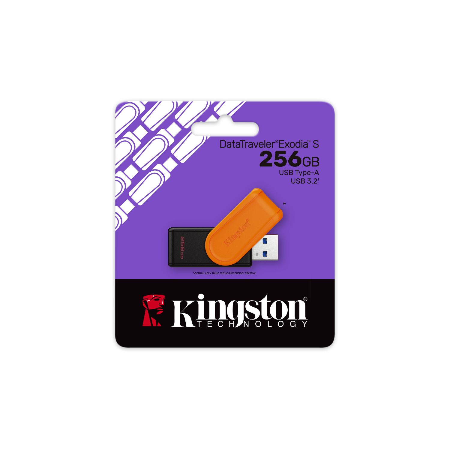 DTXS/256GB - Pendrive Kingston DataTraveler Exodia S 256Gb Usb3.2, Tapn giratorio, Negro/Naranja. (DTXS/256GB)