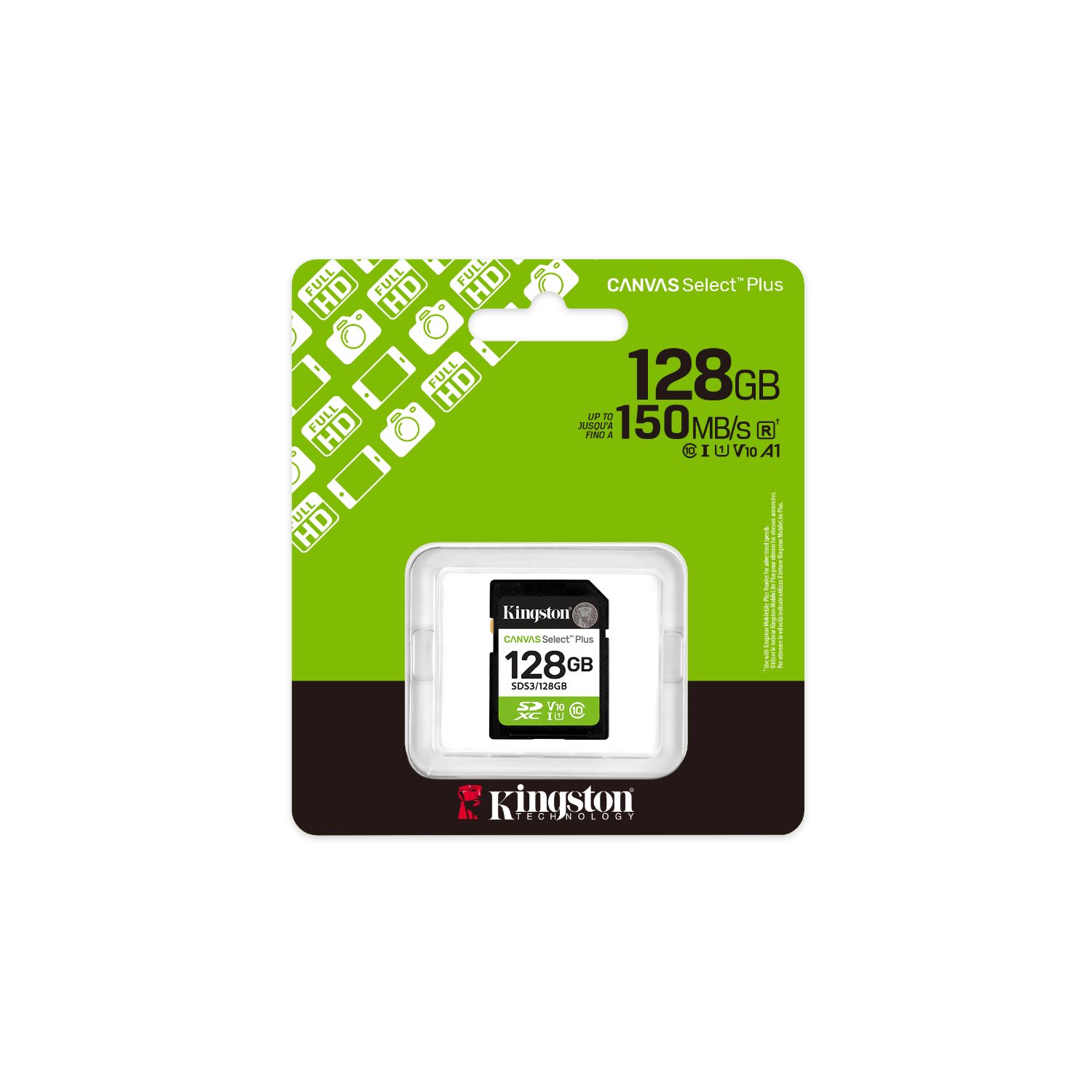 SDS3/128GB - Kingston SDXC Canvas Selec Plus Gen3 128Gb 150MB/s C10 UHS-I U1 V10 (SDS3/128GB)
