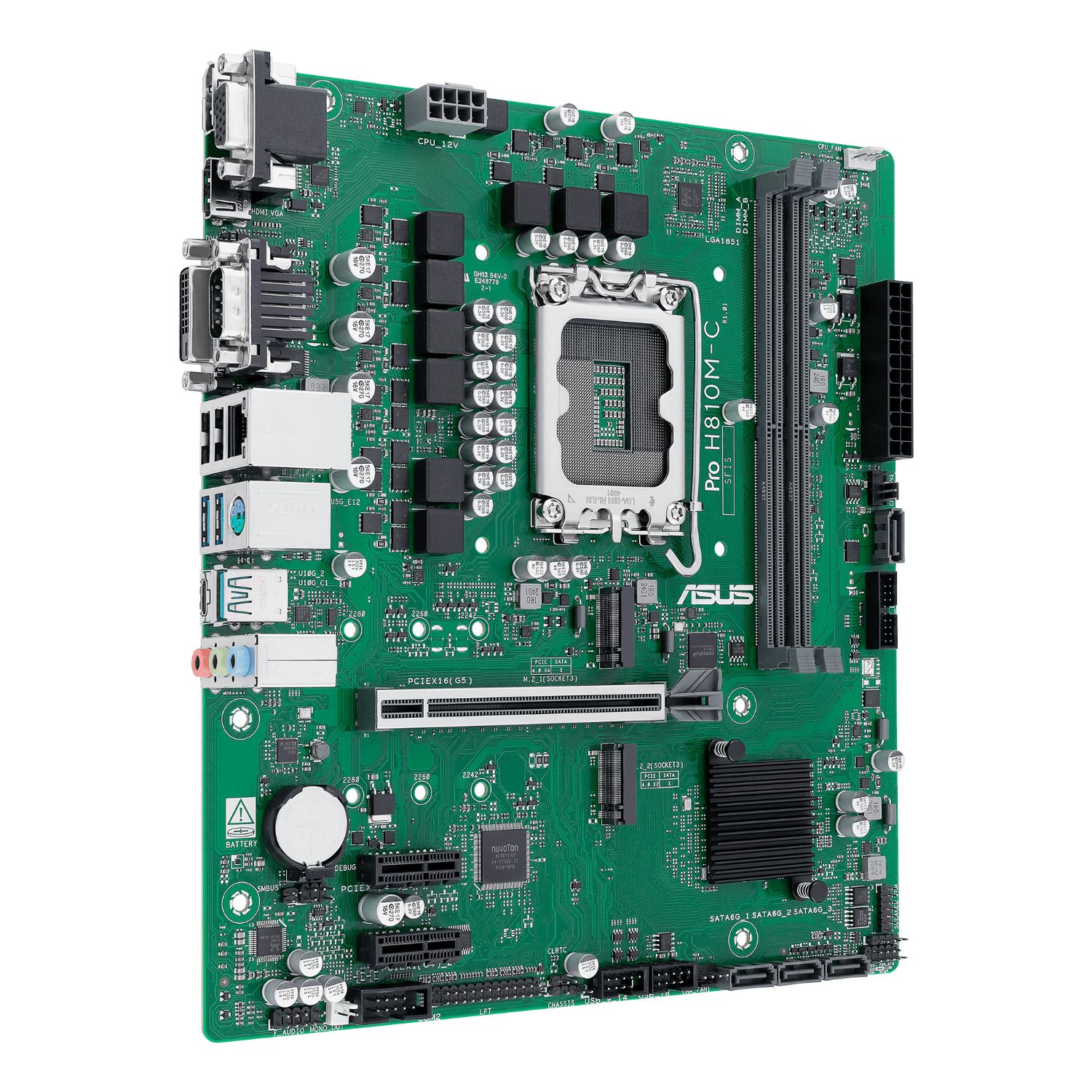 90MB1KHP-M0EAYC - ASUS PRO H810M-C-CSM: (1851) DDR5 HDMI VGA DVI DP 4Sata 6Gb/s ranura M.2 mATX (90MB1KHP-M0EAYC)