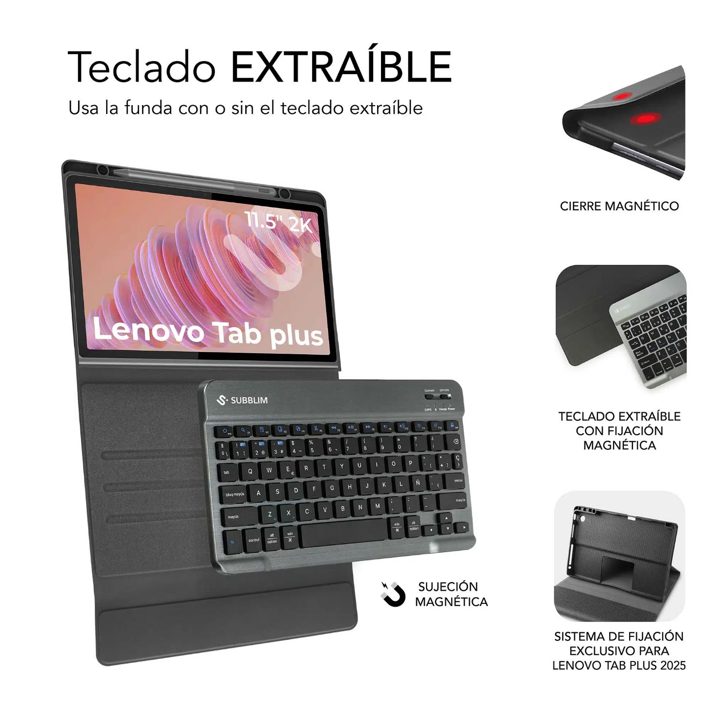 SUBKT3-BTL330 - Funda con Teclado SUBBLIM Keytab Pro BT Lenovo Tab 2025 11.5