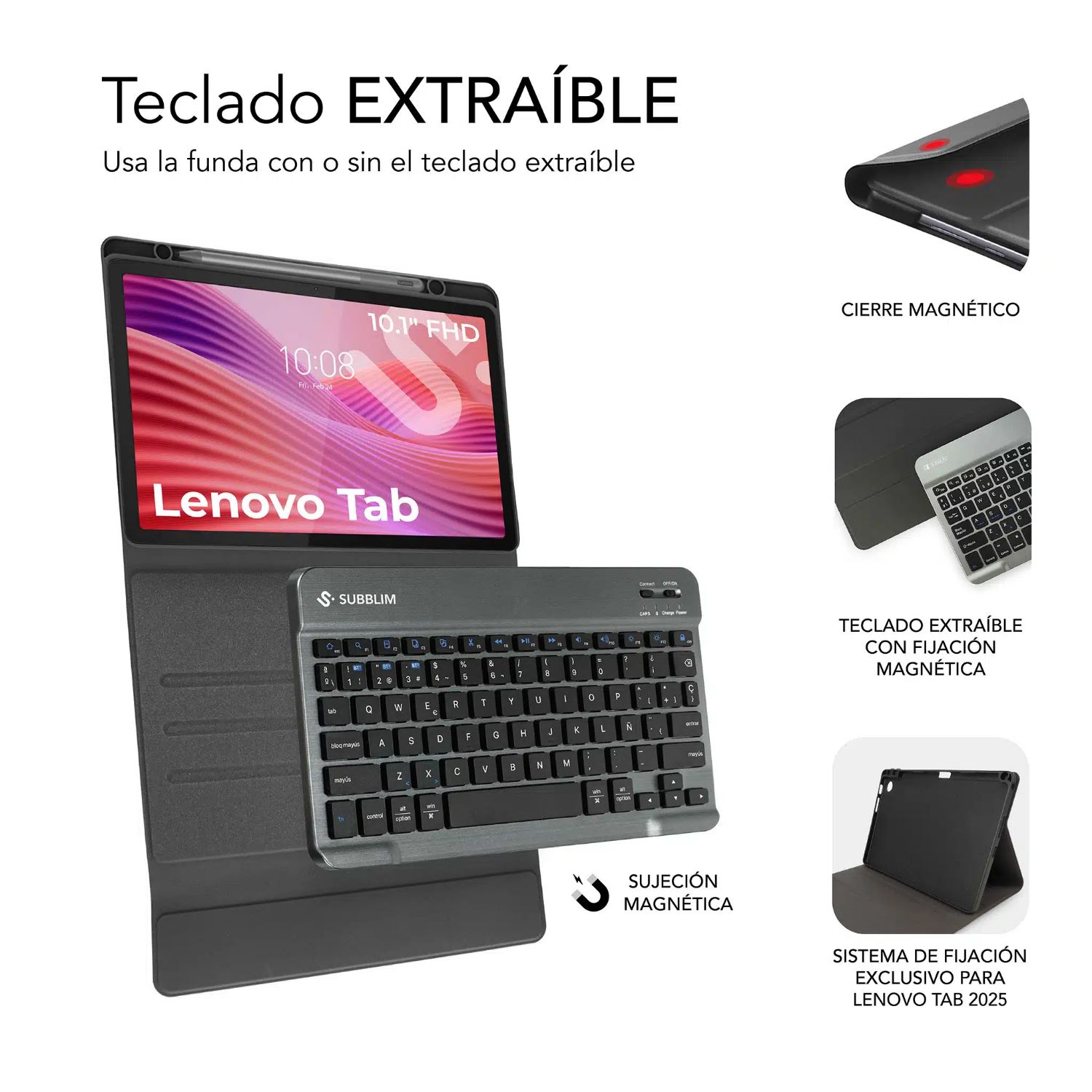 SUBKT3-BTL320 - Funda con Teclado SUBBLIM Shock Case Lenovo Tab 10.1