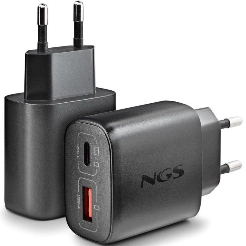 ERA45WBLACK - Cargador de Pared NGS Era 45W 1Usb-C 1Usb-A Negro (ERA45WBLACK)