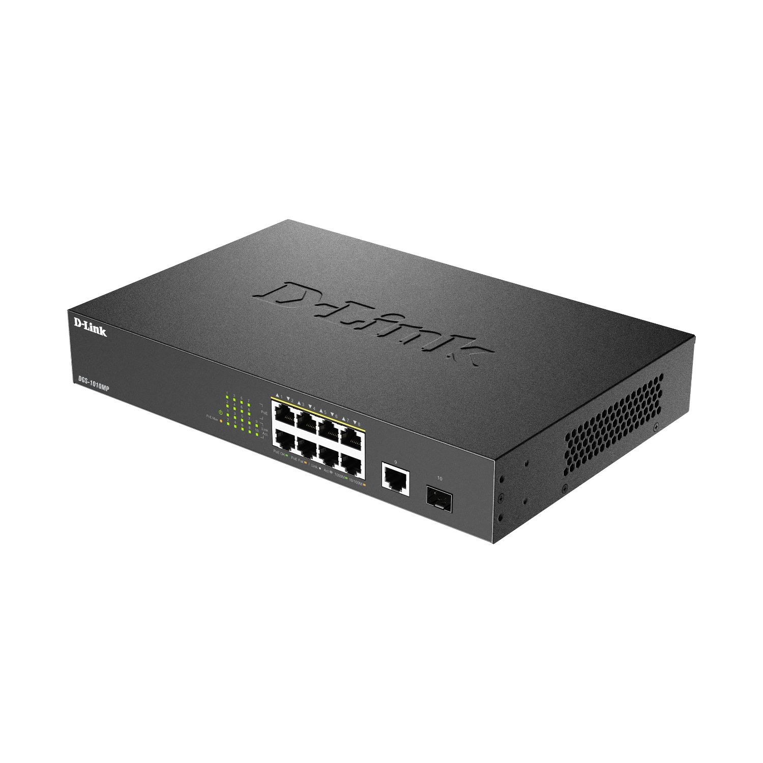 DGS-1010MP/E - Switch D-Link 8xRJ45 PoE 1xSFP Ethernet GbE Rack 1U Negro (DGS-1010MP/E)