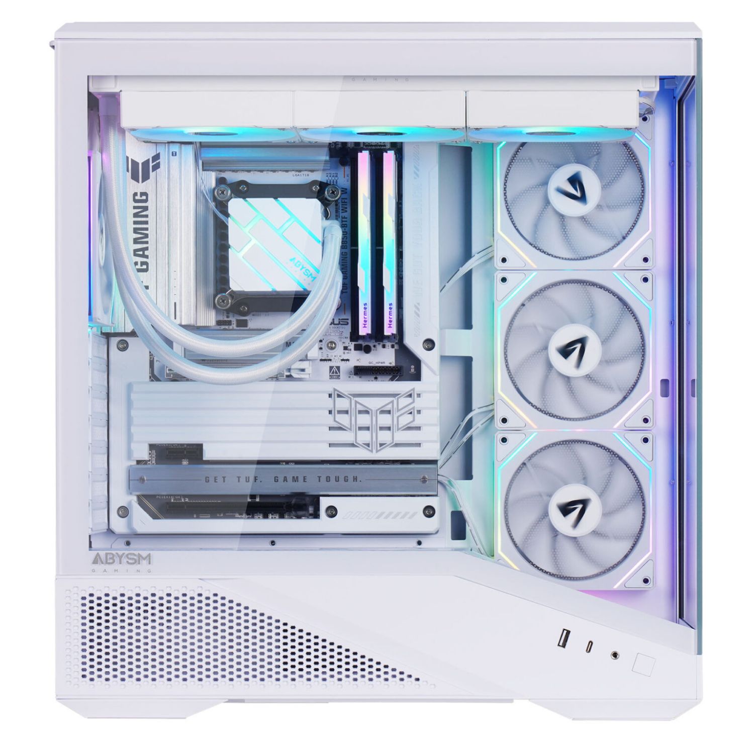 AB123533W - Caja Abysm Gaming Arian Frame A400 Panel Lateral de Cristal Templado ARGB 1xUSB-A 3.0 1xUSB-C 3.1 ATX mATX Mini-ITX Blanca (AB123533W)
