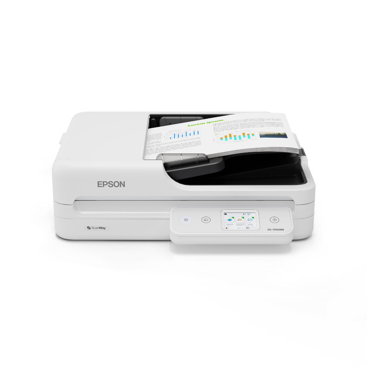 B11B274401 - Escner Epson WorkForce DS-1760WN Pantalla LED Tctil 1200x1200dpi LED RGB Sensor CIS A4 Color ADF 60 Hojas USB 2.0 WiFi Ethernet Dplex Negro/Blanco (B11B274401)