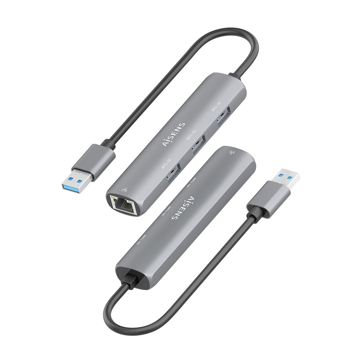 ASUC-4P034-GR - Hub AISENS USB-A 3.0 a 3xUSB-A 3.0/1xRJ45 Ethernet GbE 15cm Gris (ASUC-4P034-GR)