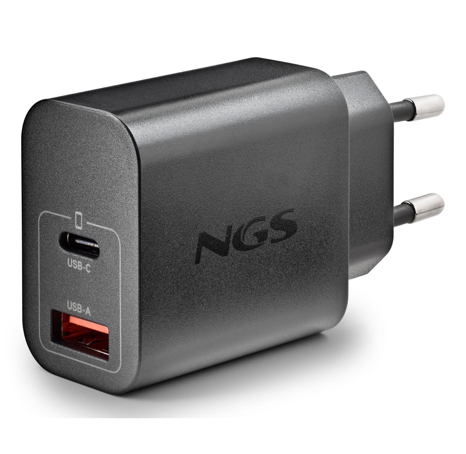 ERA20WBLACK - Cargador de Pared NGS GaN 20W 1xUSB-A PD/PPS 1xUSB-C QC 3.0 Negro (ERA20WBLACK)