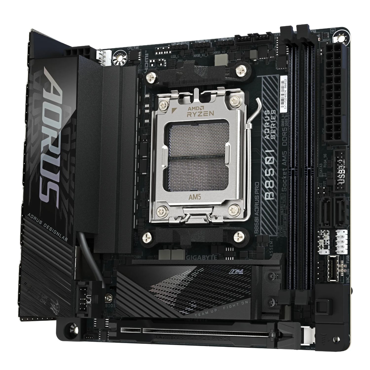 9AB85IPRO-00-G10 - Placa base GIGABYTE B850I AORUS PRO 1.0: (AM5) 2DDR5 M.2 SATA3 USB DP HDMI RJ45 Mini ITX WiFi 7 Bluetooth Ethernet GbE (9AB85IPRO-00-G10)