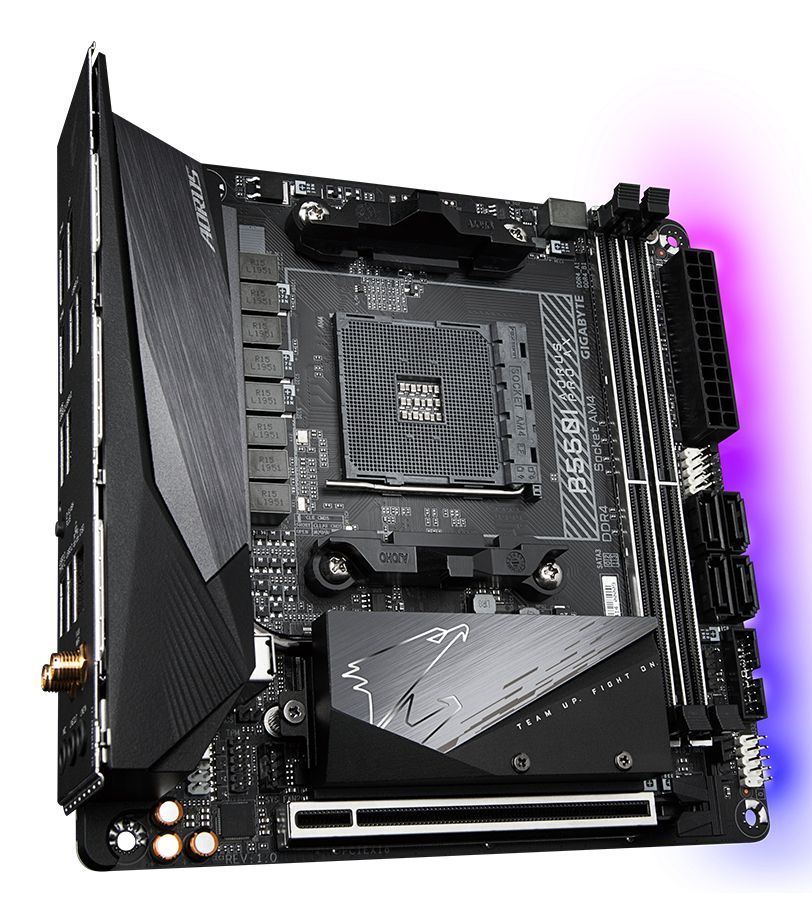 GAB55IAPW-00-G - Placa base GIGABYTE B550I AORUS PRO AX: (AM4) 2DDR4 M.2 SATA3 USB-A USB-C USB 4.0 DP HDMI RJ45 Mini ITX 7.1 WiFi 6E Bluetooth 5.3 Ethernet 2.5GbE