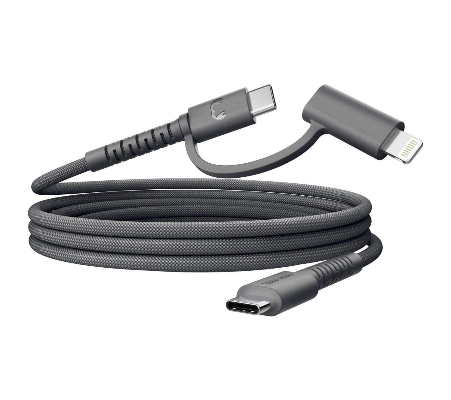 2CCL201SG - Cable Fresh N Rebel FlexWave Combo 2en1 USB-C a USB-C/Lightning 2m Gris Silicona Ultraflexible Dise�o Trenzado Duradero (2CCL201SG)