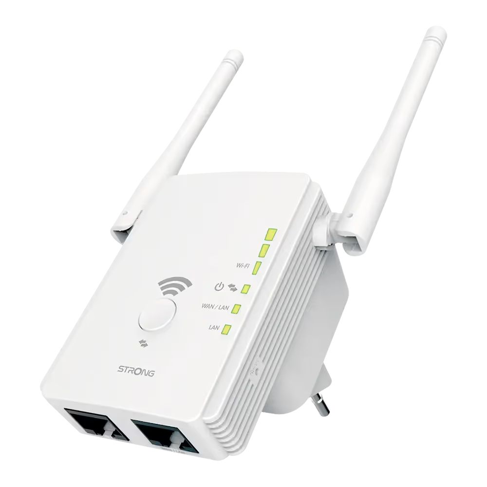 REPEATER300V2 - Repetidor Strong 300 Mbit/s WiFi 2.4GHz 2xRJ45 Ethernet 10/100 2 Antenas Externas Blanco (REPEATER300V2)