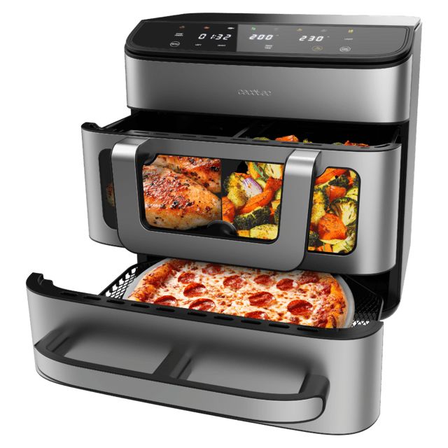 A01_EU01_109979 - Cecofry FoodCourt 18000 4Pizza Freidora de aire 9L y horno de 9L con piedra para pizza, pantalla a color y sincronizaci�n para resultados perfectos. (A01_EU01_109979)