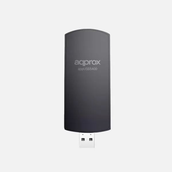 APPUSB5400 - Adaptador Approx Wi-Fi 6/6E Usb-A3.0, hasta 5400 Mbps en triple banda 2.4GHz, 5GHz y 6GHz, con antena interna de 5 dBi. Negro (APPUSB5400)