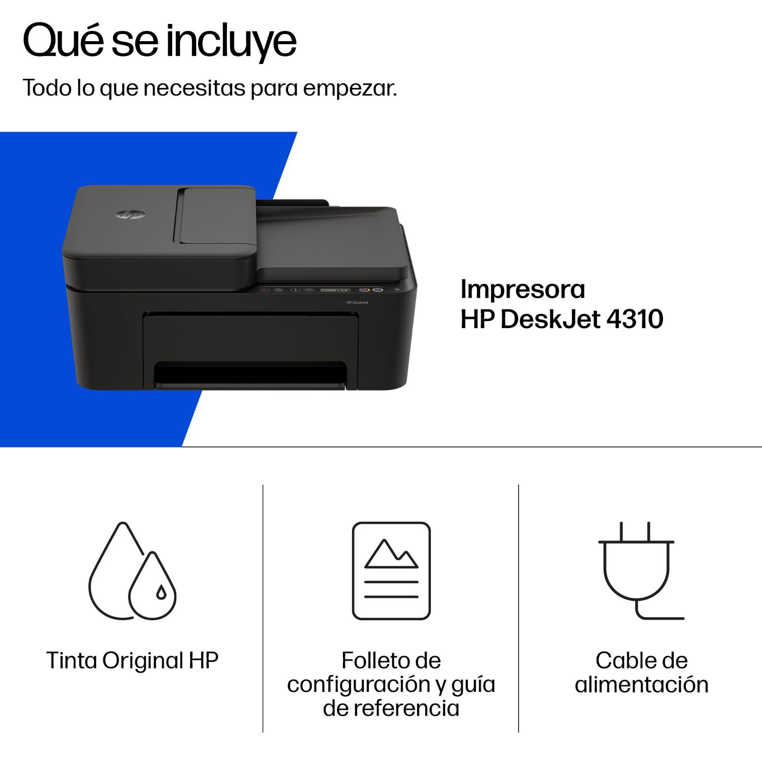 A24HPB - Multifunci�n HP Inkjet DeskJet 4310 Color Wifi Usb, Consumibles HP 308. Capacidad de entrada de 60 hojas y alimentador autom�tico de documentos de 35 hojas, Negra. (A24HPB)