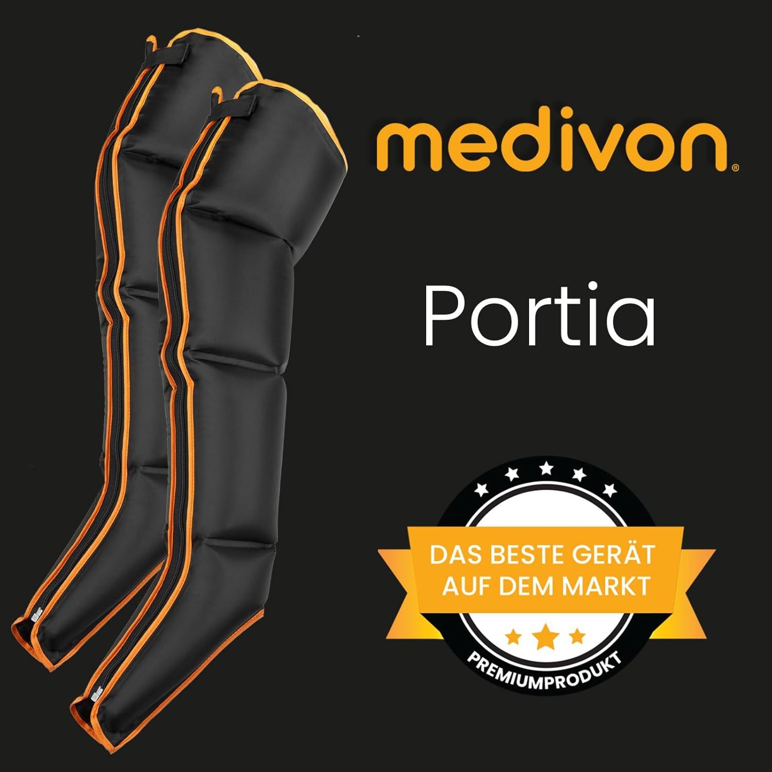 PORTIA - Masajeador de piernas Medivon Portia por compresion, Drenaje linf�tico, 8 intensidades, 4modos, Favorece la regeneraci�n tras el ejercicio y lesiones, Funci�n de calor.