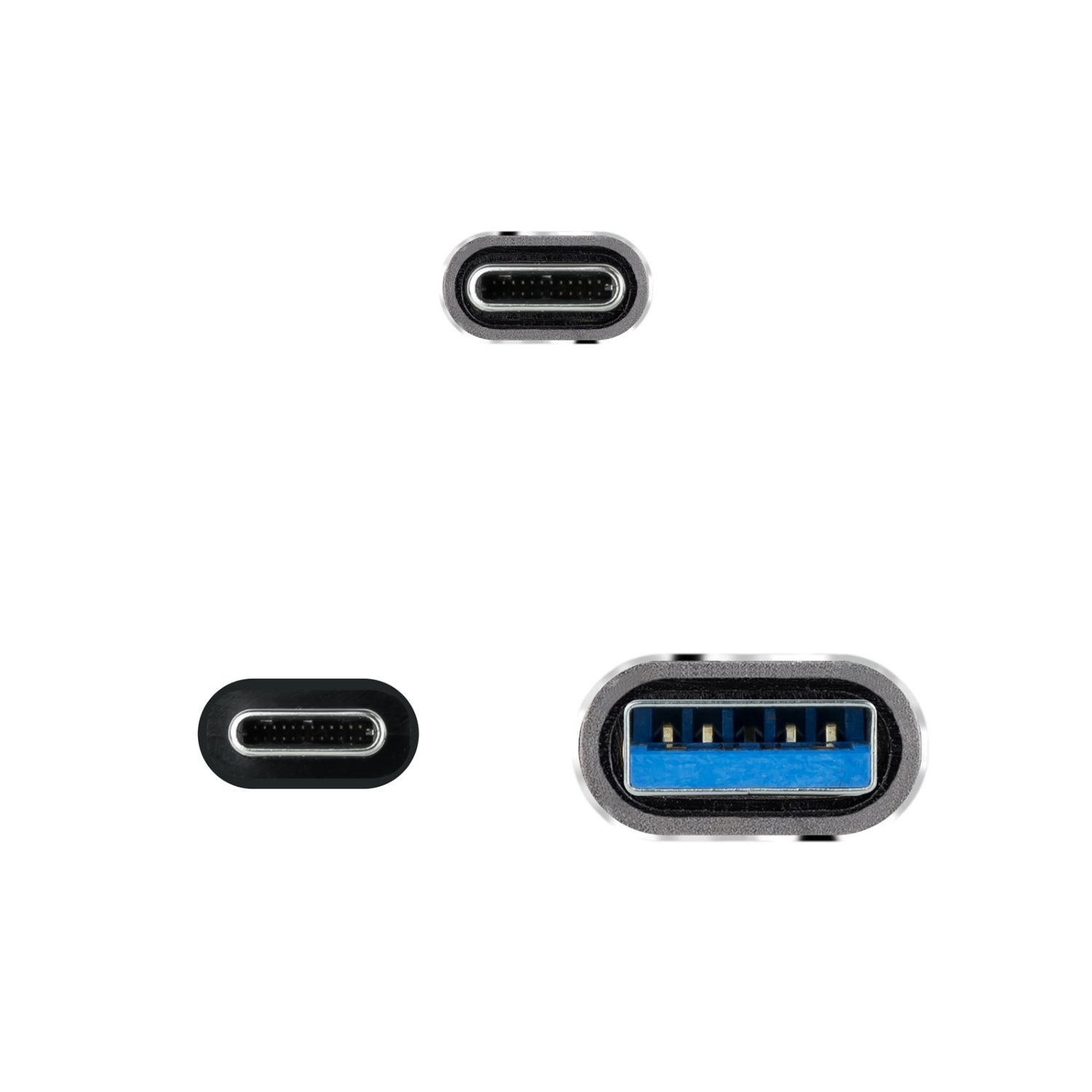 10.01.4111-COMB - Nanocable USB-C/M a USB-A+USB-C/M 20Gbps 5A/100W 1m Gris/Negro (10.01.4111-COMB)