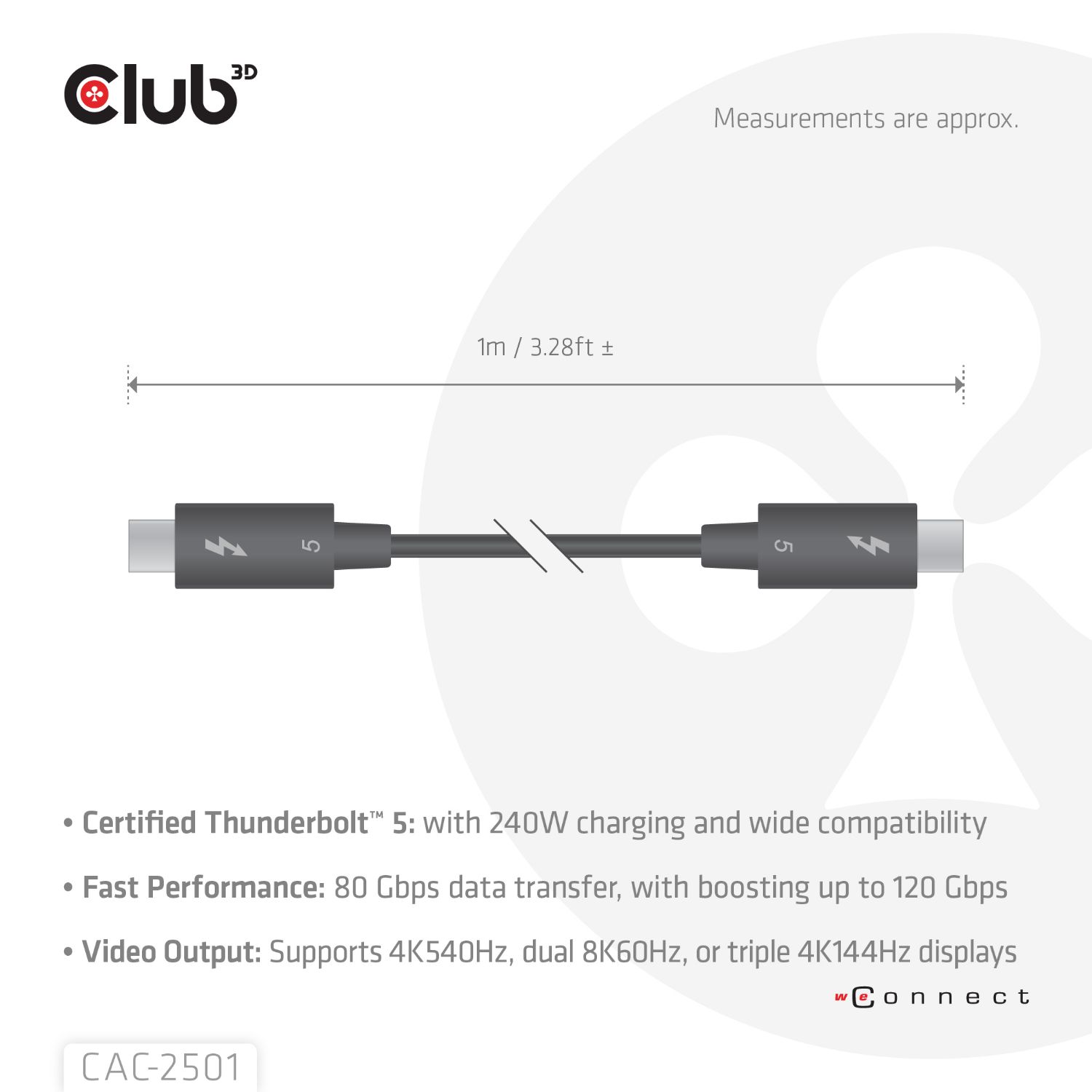 CAC-2501 - Cable Club 3D Usb-C M/M Thunderbolt 8K240Hz 1m (CAC-2501)