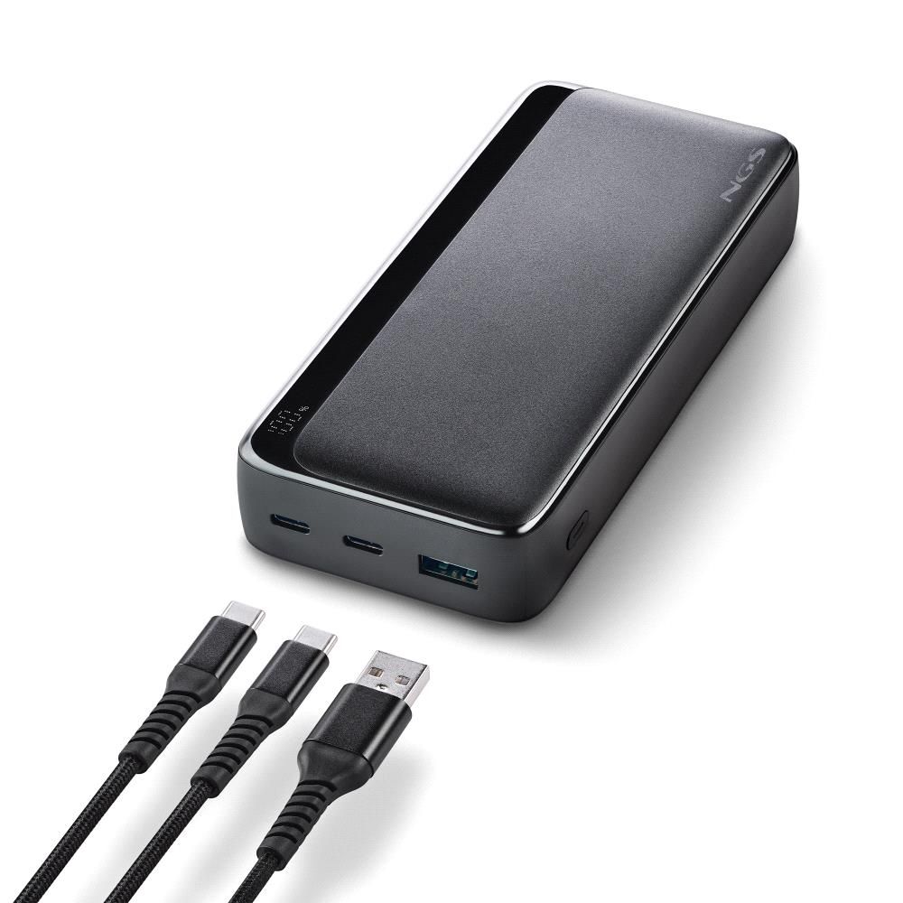 QUIZ20 - PowerBank NGS 20000mAh, carga r�pida PD2.0 22.5w, entrada 2Usb-C, salida Usb-C Usb-A, Negro. (QUIZ20)