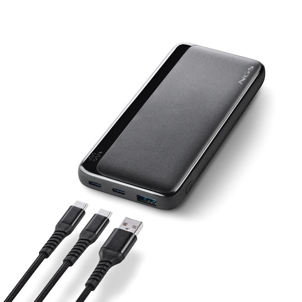 QUIZ10 - PowerBank NGS 10000mAh, carga r�pida PD2.0 22.5w, entrada 2Usb-C, salida Usb-C Usb-A, Negro. (QUIZ10)