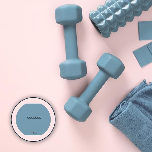 07201 - Set 2 Mancuernas CECOTEC Drumfit 400 DoubleNeo 4Kg Neopreno Antideslizante 19x10x9cm (07201)