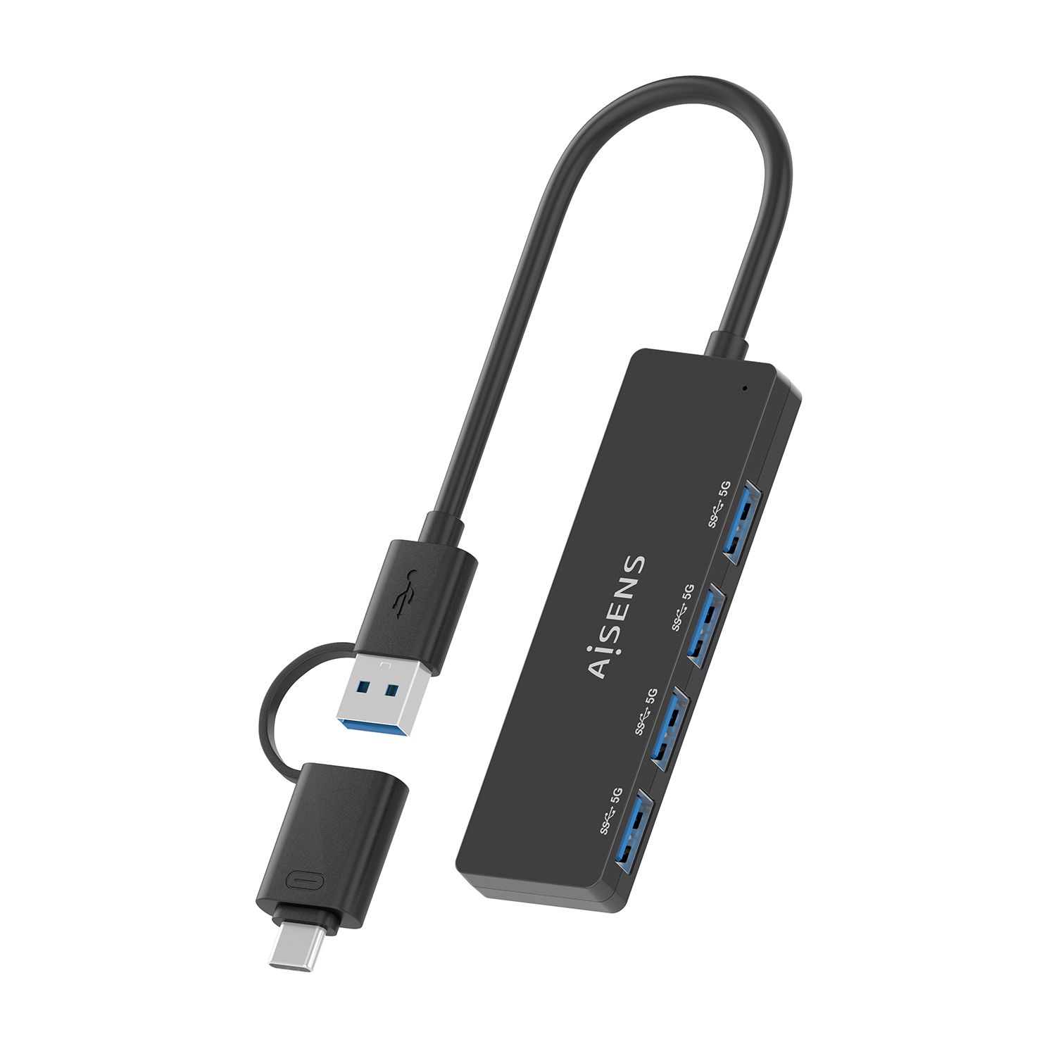 A109-0987 - Hub AISENS USB-A + Adaptador USB-C a 4xUSB-A 3.0 Negro (A109-0987)