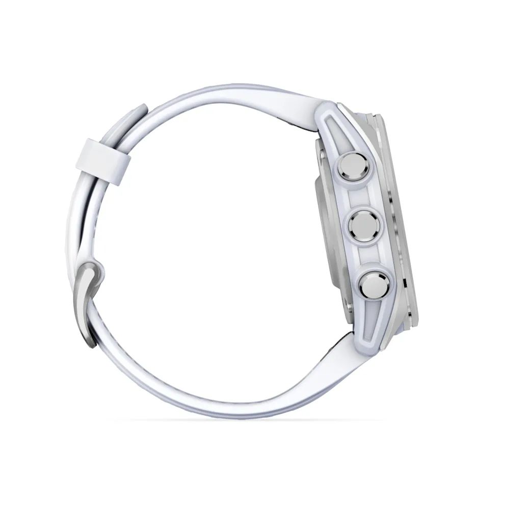 010-02903-00 - Smartwatch Garmin Fenix 8 AMOLED Digital 1.3? 43mm T�ctil 32Gb Micr�fono/Altavoces Integrados WiFi Bluetooth GPS Plata Correa Silicona Blanca (010-02903-00)