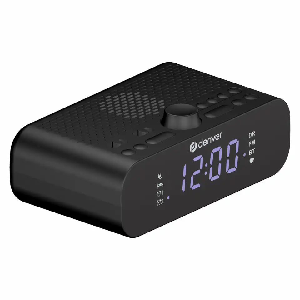 CRD-515 - Radio Reloj DENVER DAB+/FM Bluetooth Alarma Dual Carga USB-C Negro (CRD-515)