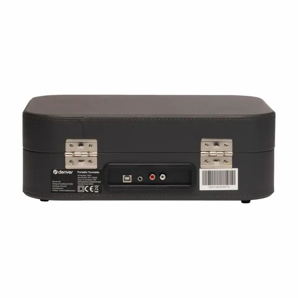 VPL-130DGR - Tocadiscos DENVER Tipo Maleta USB/3.5mm/AUX Altavoz Digitalizaci�n USB 33/45/78 rpm Negro (VPL-130DGR)