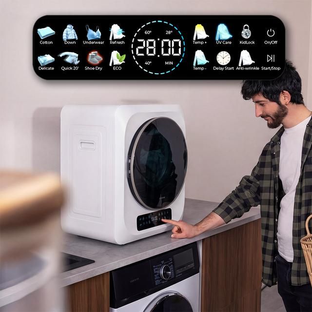 A01_EU01_111288 - Secadora Cecotec Bolero DressCode Dry, compacta de evacuaci�n de 3 kg blanca de capacidad, pantalla FullColor, 8 programas, secado autom�tico inteligente, tambor Inox con giro bidireccional, funci�n UV Care, Dry Shoe Pro, antiarrugas.(A01_EU01_111288)