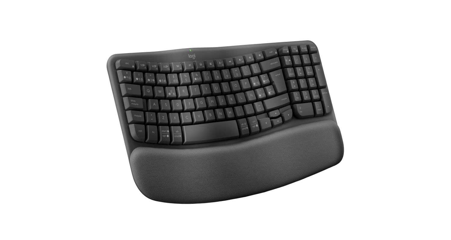 920-012296 - Teclado Logitech Wave Ergo Series QWERTY Curvo RF Wireless/Bluetooth Grafito (920-012296)