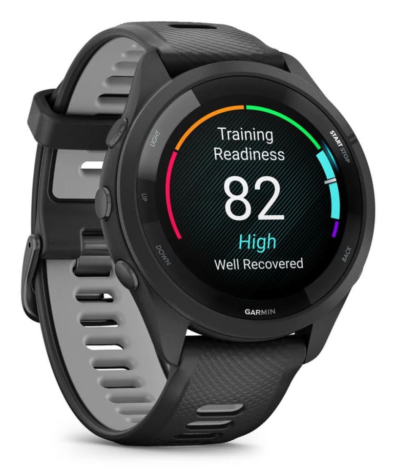 010-02810-10 - Smartwatch Forerunner 265 46mm Bisel y carcasa en negro con correa de silicona en negro/gris. (010-02810-10)