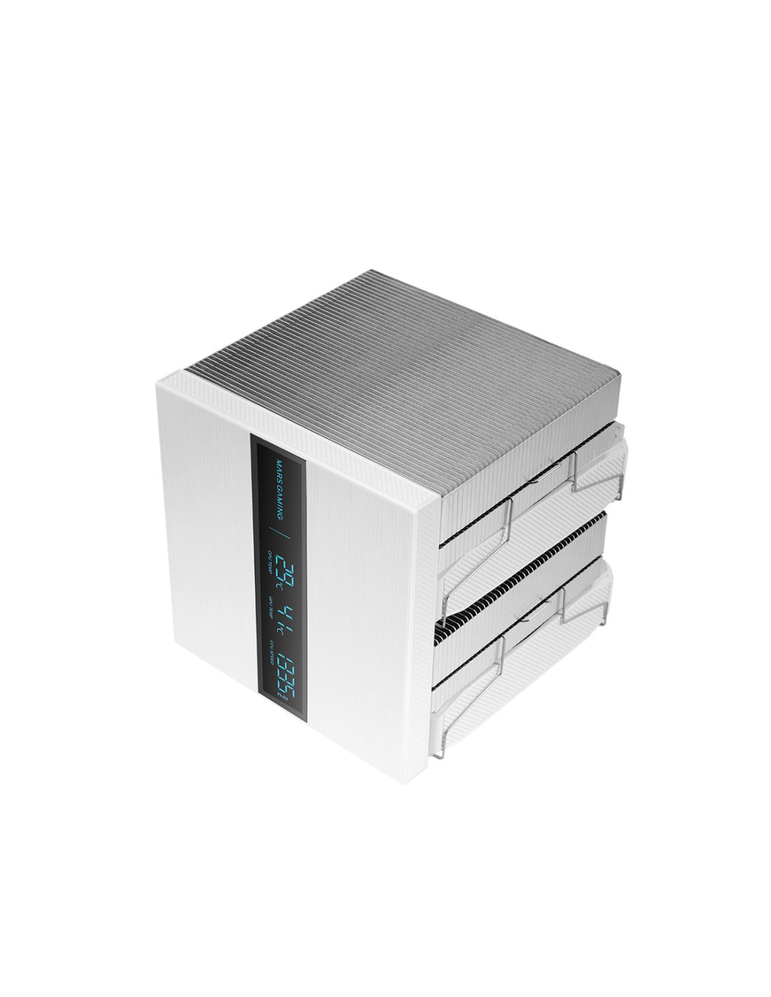 MCPULCDPROW - Ventilador CPU Mars Gaming Disipador 380W, 2x120mm, 8xHeatpipes, pantalla LCD XL, Blanco. (MCPULCDPROW)