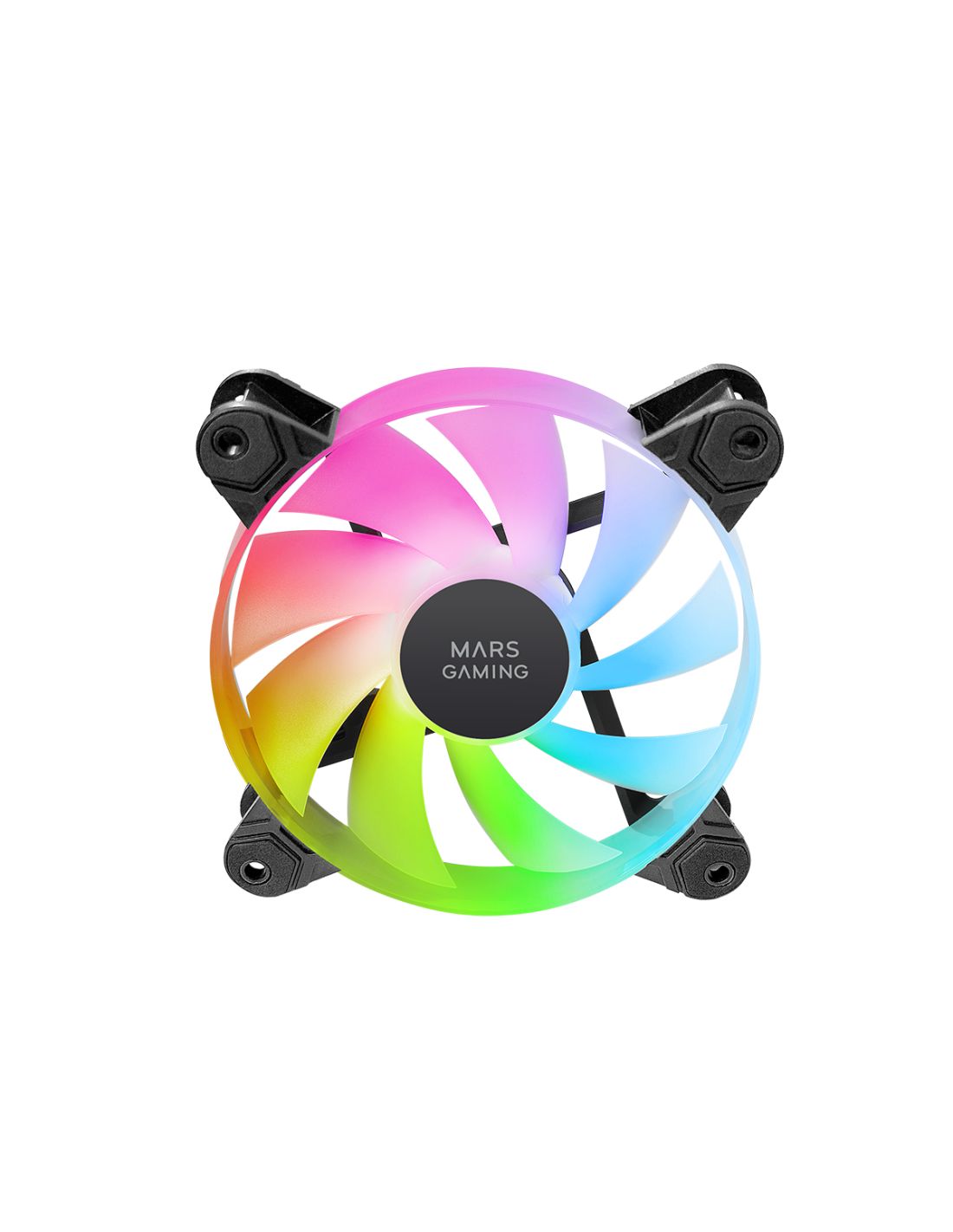 MF4A - Ventiladores Mars Gaming 4x120mm ARGB Rainbow Doble Conector 5V 3pin Negro (MF4A)