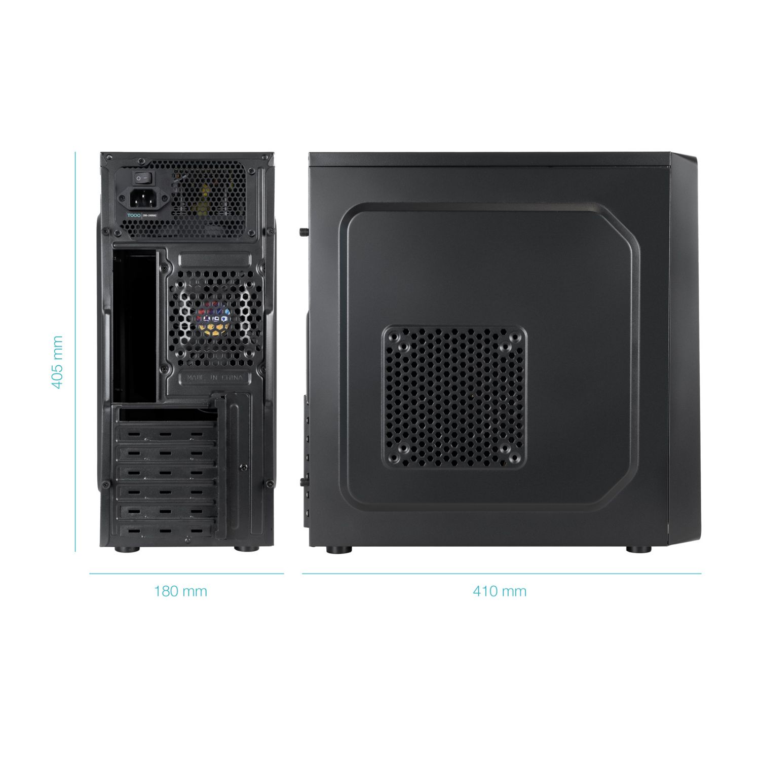 TQC-5701-SP - Caja TooQ Prisma Ultra 500W 1xUSB 2.0 1xUSB-A 3.0 1xUSB-C 3.1 ATX mATX Mini-ITX Negra (TQC-5701-SP)