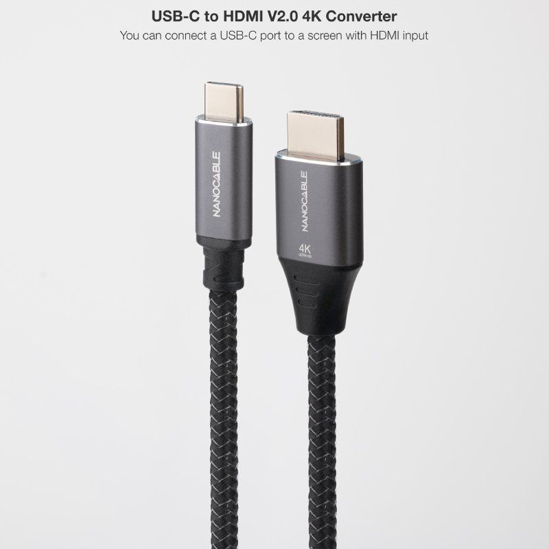 10.15.5262 - Conversor Nanocable Usb-C/M a HDMI V2.0 4K 1.8m Negro. (10.15.5262)