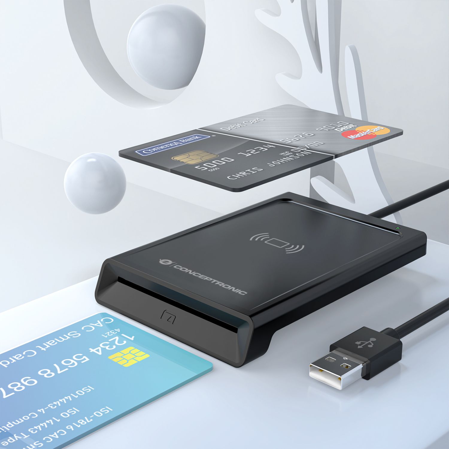 BIAN11B - Lector de Tarjetas CONCEPTRONIC NFC USB 2.0 Negro (BIAN11B)