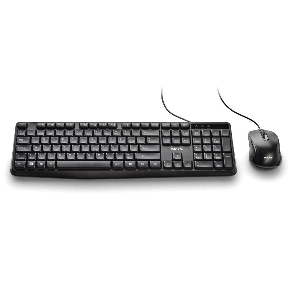 COCOAKITV2SPANISH - Kit Teclado + Rat�n NGS V2 QWERTY USB �ptico Ambidextro 1000dpi Negro (COCOAKITV2SPANISH)