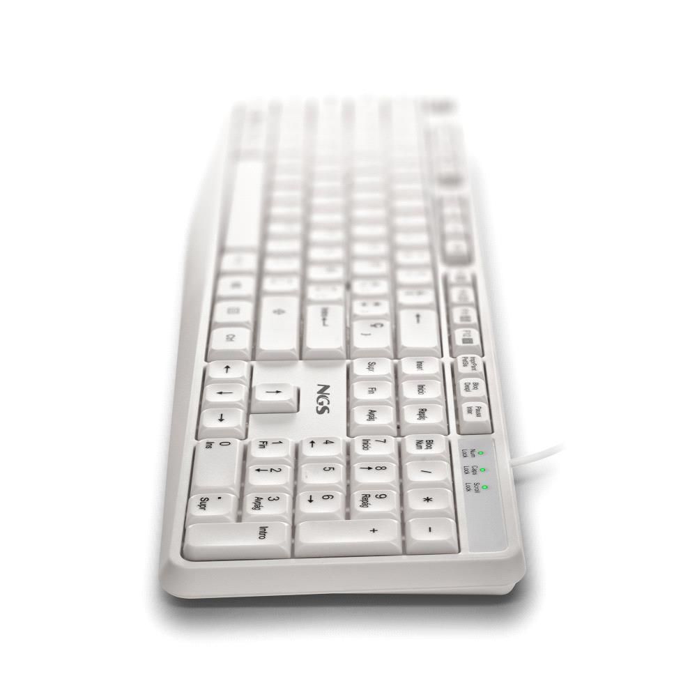 HERITAGESPANISH - Teclado NGS QWERTY USB-A Cable 1.5m Blanco (HERITAGESPANISH)