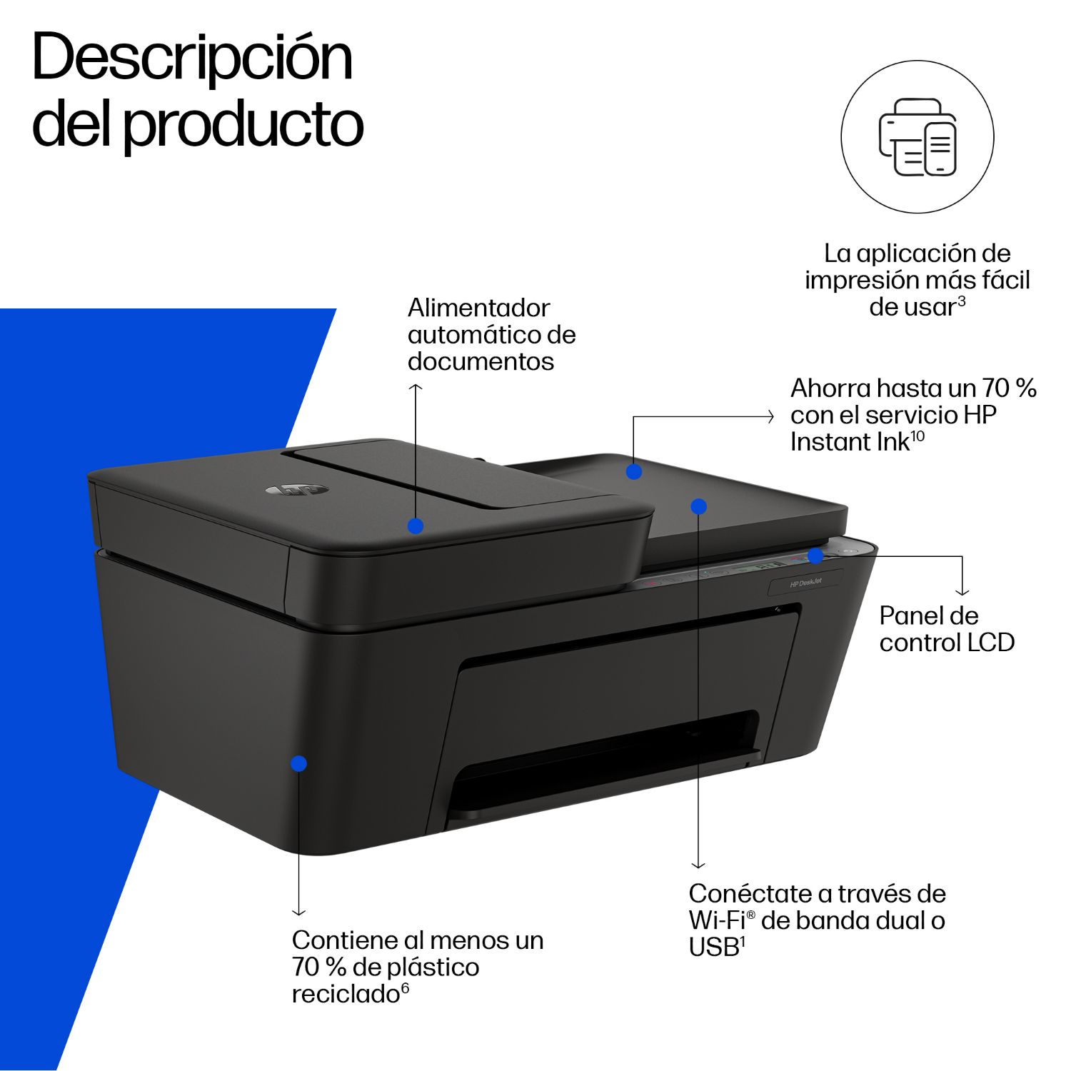 A24HMB - Impresora Multifunci�n HP Deskjet 4320 Pantalla LCD 4800x1200dpi A4 Color ADF 35 Hojas 64Mb 1xUSB 2.0 WiFi 4 D�plex Negra (A24HMB)